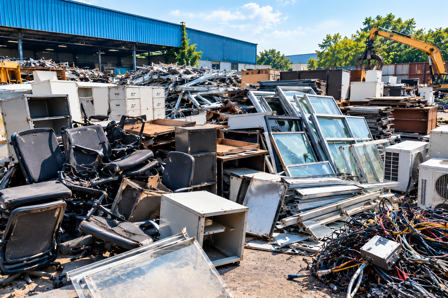 cluttered commercial scrap yard