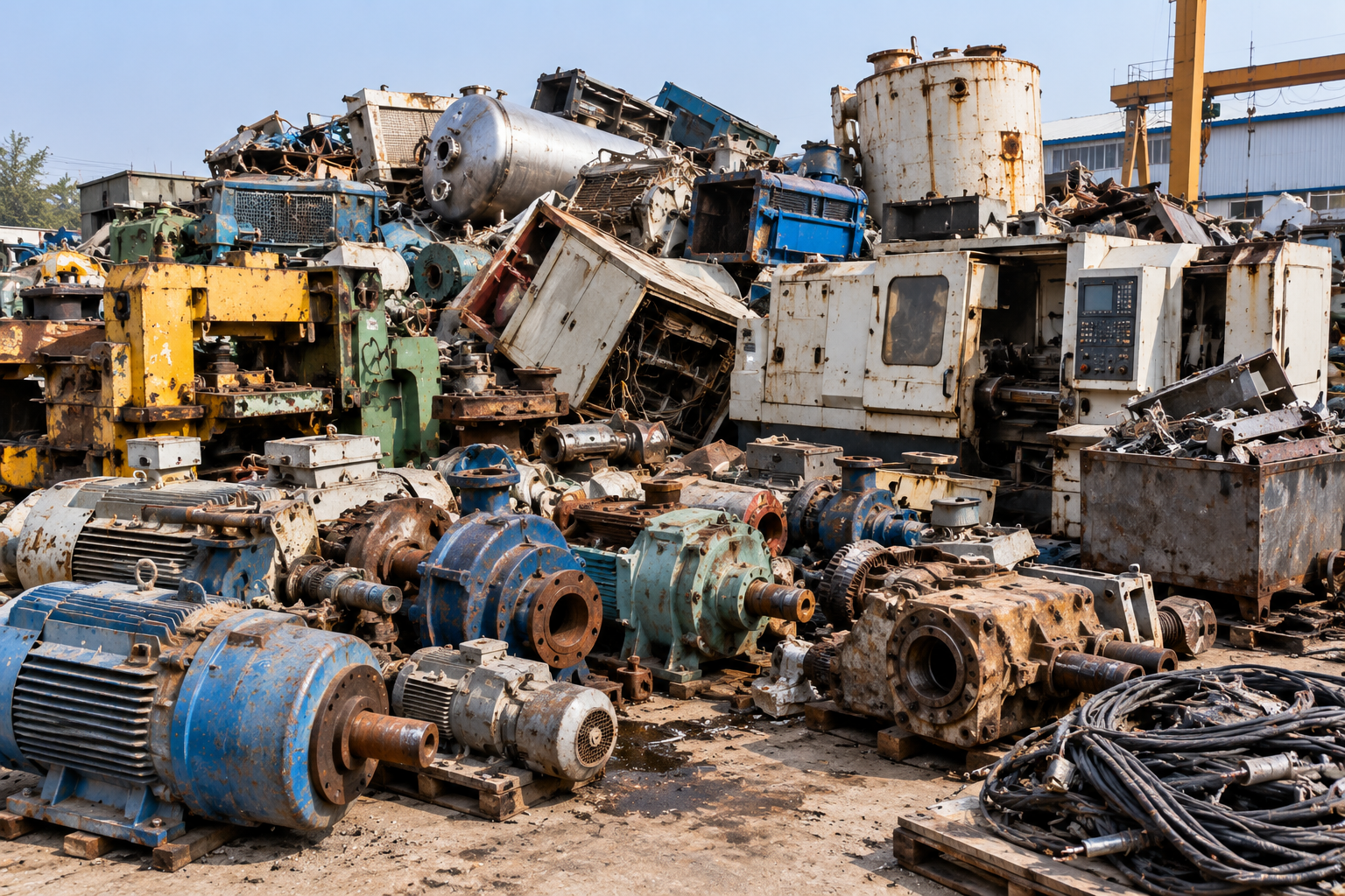 industrial machinery scrapyard heap